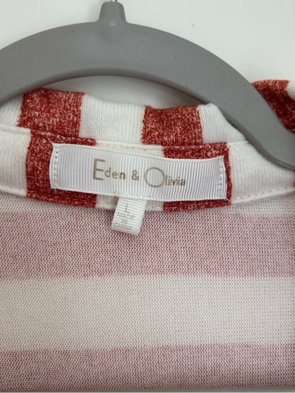 Eden & Olivia Red and White Striped Tie-Front Button-Down Shirt - Picture 5 of 7